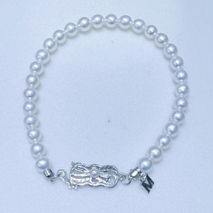 Natural Freshwater Pearl Bracelet 5-6mm Round and Almost Flawless Sterling Silver Bracelet Niche Design Bracelet