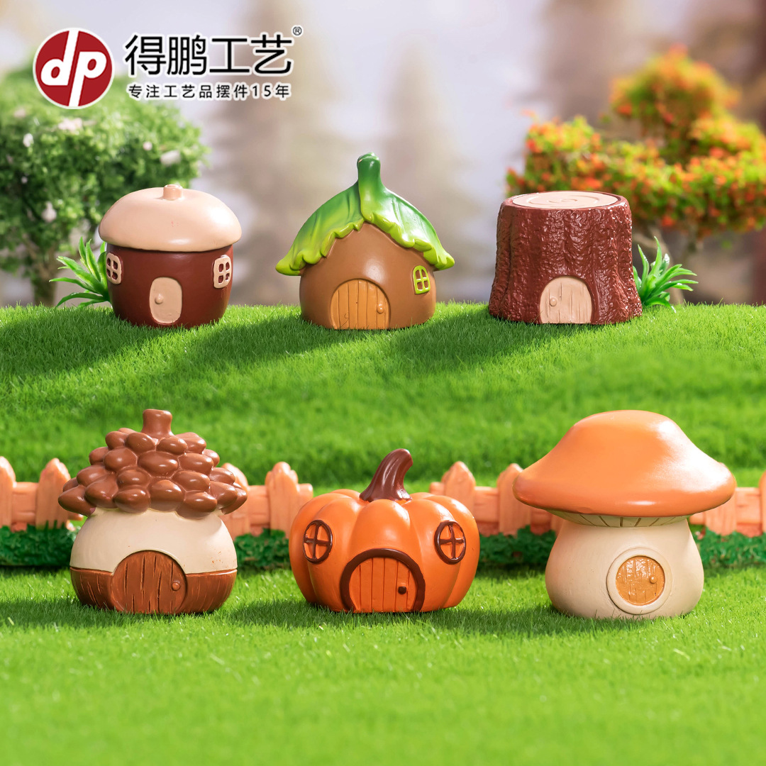(2개) 마이크로 조경 장식품 창의적 귀여운 숲 나무 집 작은 집 수지 공예 DIY 데스크탑 장식 액세서리