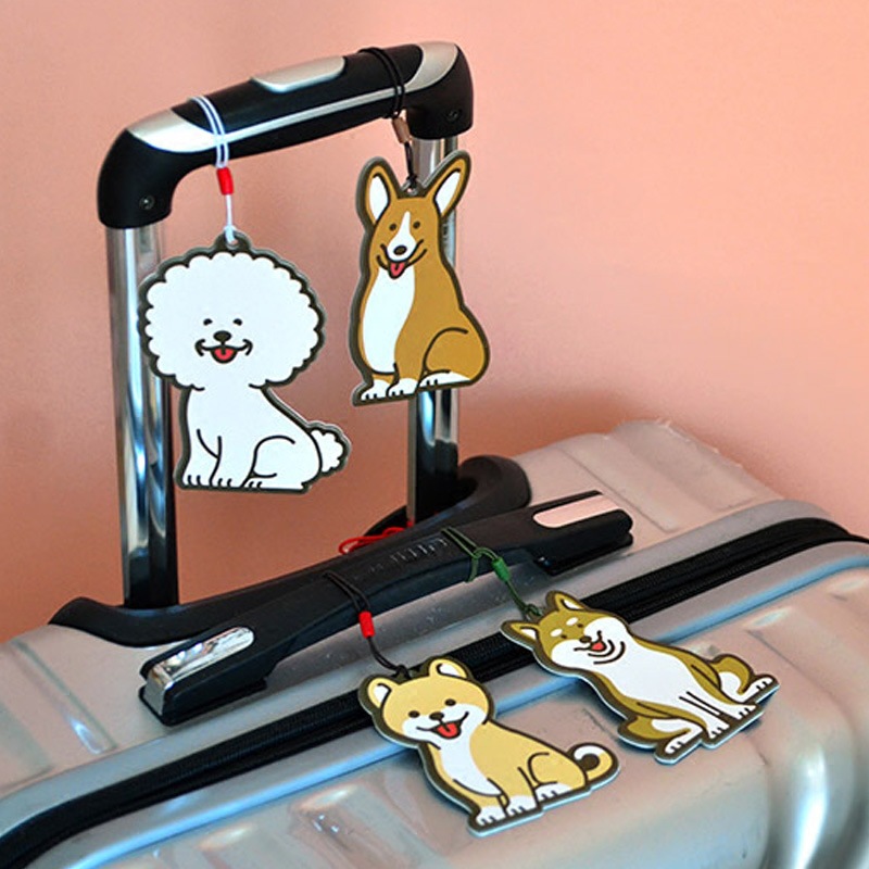 YOOUIOSjamstudio the republic of korea Imported lovely Cartoon Dogs rubber travel Luggage tag trunk information