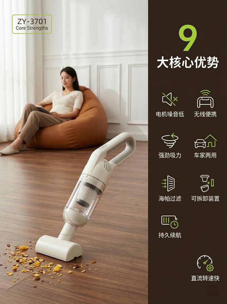 Wireless Vacuum Cleaner for Car and Home Dual-Purpose Blowing and Suction All-In-One Car-Mounted Large Suction Hand Small Portable Super Suction Wholesale