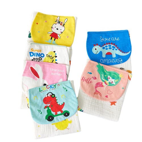 Sweat-absorbent towel baby cotton wrinkle cloth sweat-absorbent towel children's sweat-proof towel kindergarten pad sling newborn baby sweat-proof towel