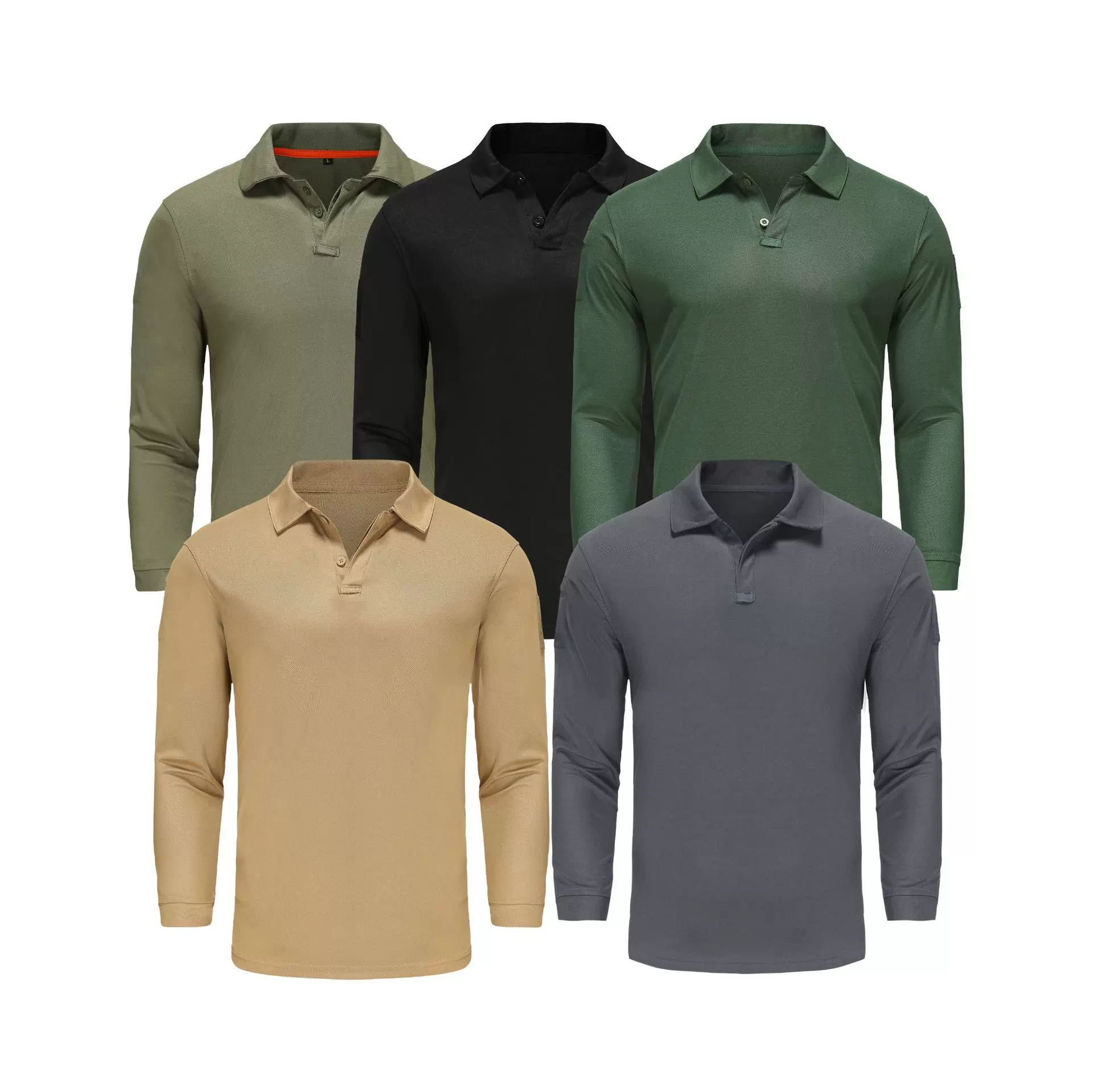 跨境源头供货特种兵战术T恤翻领长袖宽松弹力作训速干体能训练服