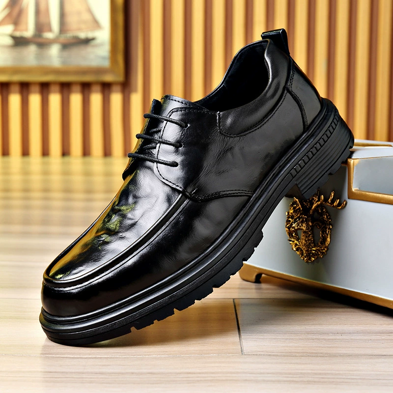 Весенние и осенние мужские новые кожаные туфли с большой головой легкие и роскошные деловые повседневные мужские туфли