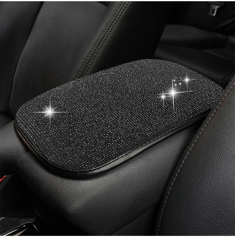 Cross-Border Car Interior Accessories, Diamond-Encrusted Car Armrest Box Mat, Creative Diamond-Encrusted Armrest Protective Cover, Hot-Drilled Diamond Armrest Pad
