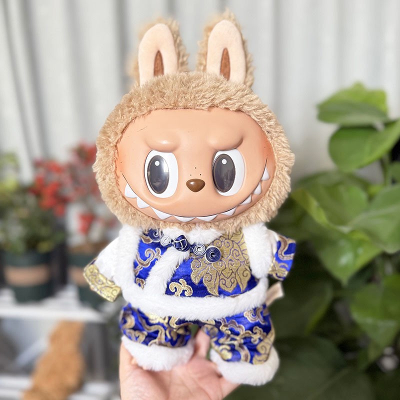 Ropa de muñeca de peluche de vinilo Labubu de 38cm para ropa de muñeca La Bu Time to Chill