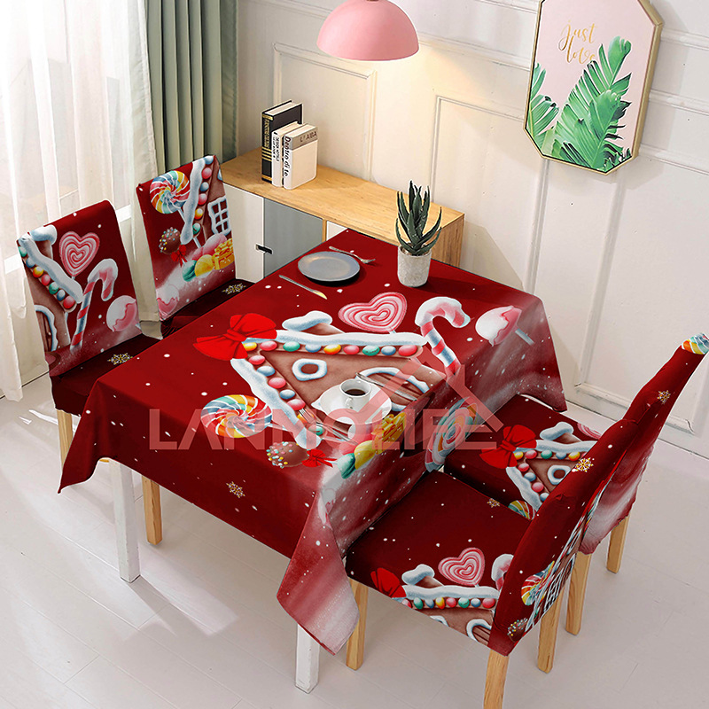 Navidad transfronteriza muñeco de nieve impresa manto de mesa decoración festiva de poliéster manto de mesa rectangular manto de mesa a prueba de polvo mayorista