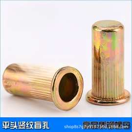 平头竖条纹盲孔铆螺母 ML08AL合金钢 彩锌 平头竖条纹盲孔铆螺母