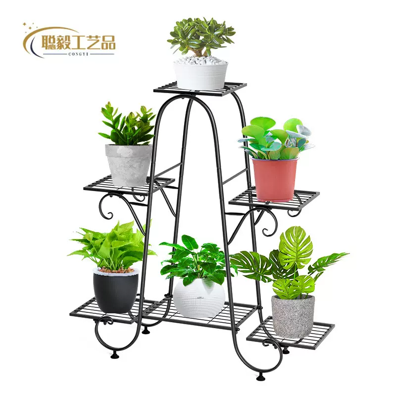 六盘落地式植物架客厅阳台铁艺花架户外北欧花店外贸批发室内花卉
