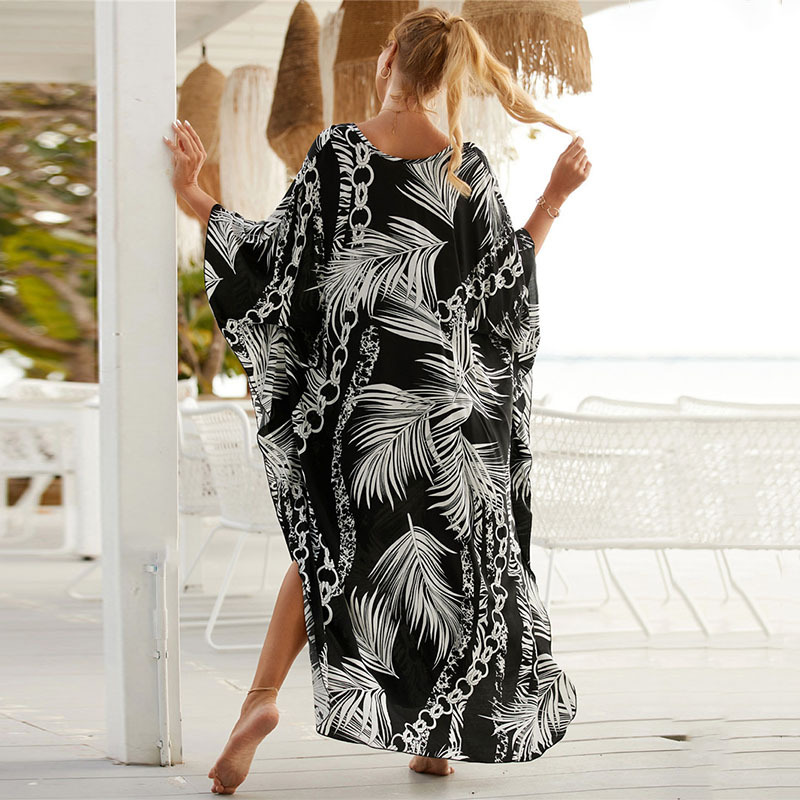 224g Weight Sunscreen Shirt Outerwear Type 3/4 Length Sleeve Sleeve Length Polyester Fabric Type Long Top Length V Neck Neckline Printing, Leopard Pattern Spring&Summer Season Women's Gender Vacation, Beach Style Women's Printing Leopard Vacation Beach Cover Ups 134