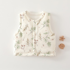 120g Cotton Filling Thickened Baby Vest Winter Small and Medium Children Baby Vest Cartoon Cute Little Vest Spring and Autumn Multi-purpose 