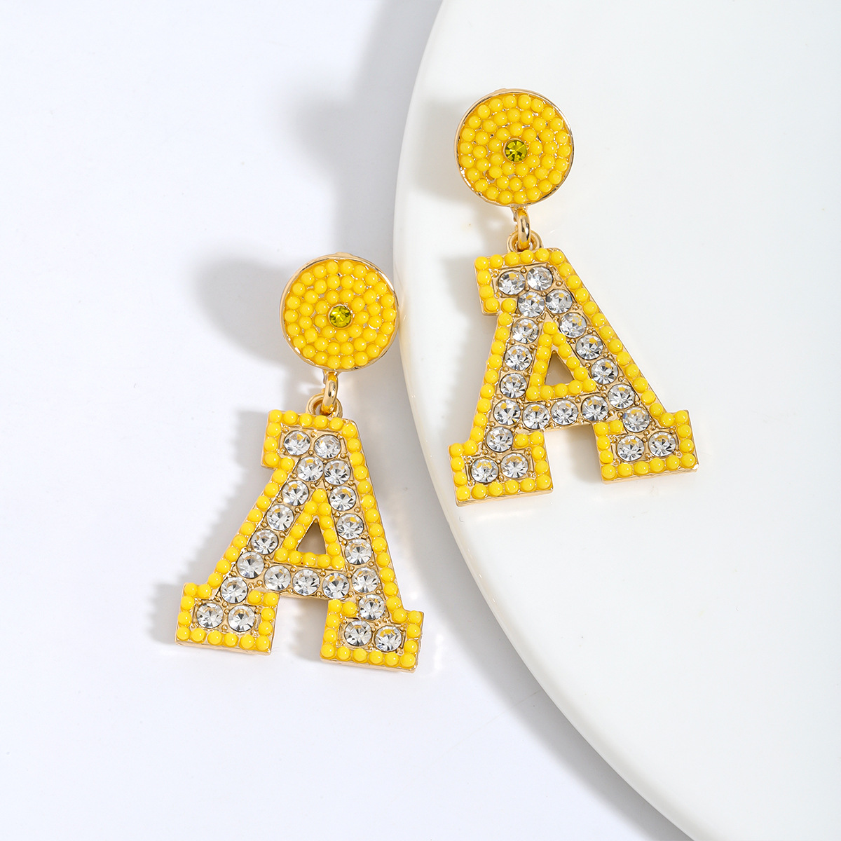 1 Pair Basic Modern Style Classic Style Letter Inlay Alloy Rhinestones Drop Earrings display picture 7