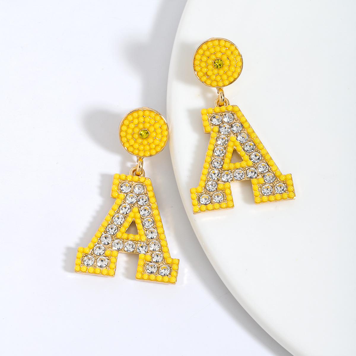 1 Paire De Base Style Moderne Style Classique Lettre Incruster Alliage Strass Boucles D'oreilles display picture 7