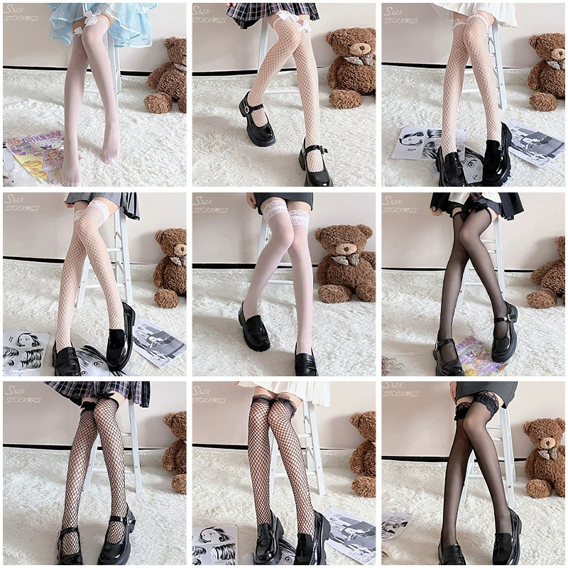 Веселые рождественские носки с бантом, сетчатые носки для бедер 2104, сексуальные высокие сетчатые носки, женские носки