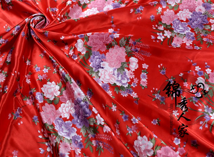 tela de seda impresa de flores tela de seda ropa antigua tela de prenda de ropa china tela de impresión de flores de plantas DIY