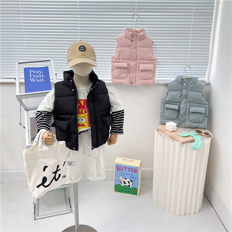 Children's Down Cotton Vest Baby Warm Vest Boys and Girls Baby's Autumn and Winter Wearable Outer Wearable Liner All-match