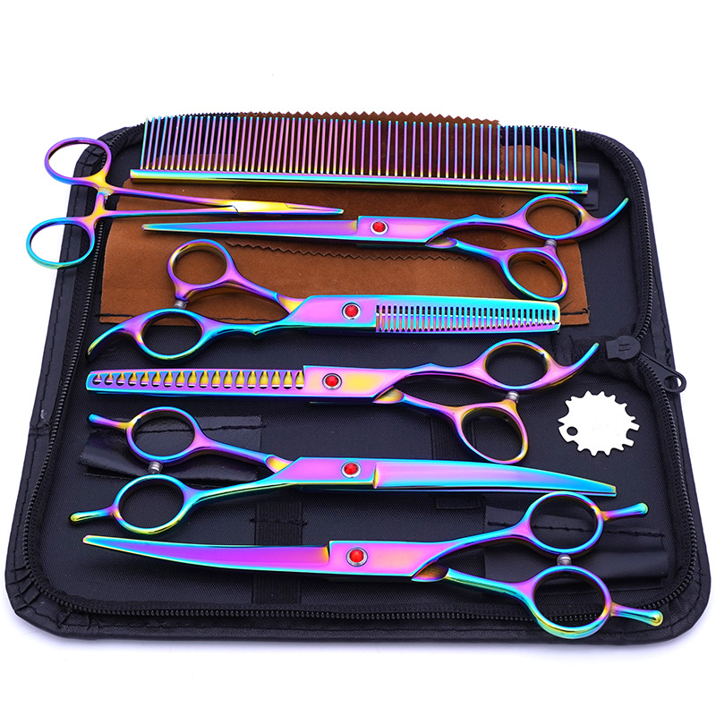Fábrica al por mayor de acero inoxidable tijeras para mascotas tijeras profesionales de corte de pelo para mascotas tijeras de diente fino tijeras de corte de pelo de peluche