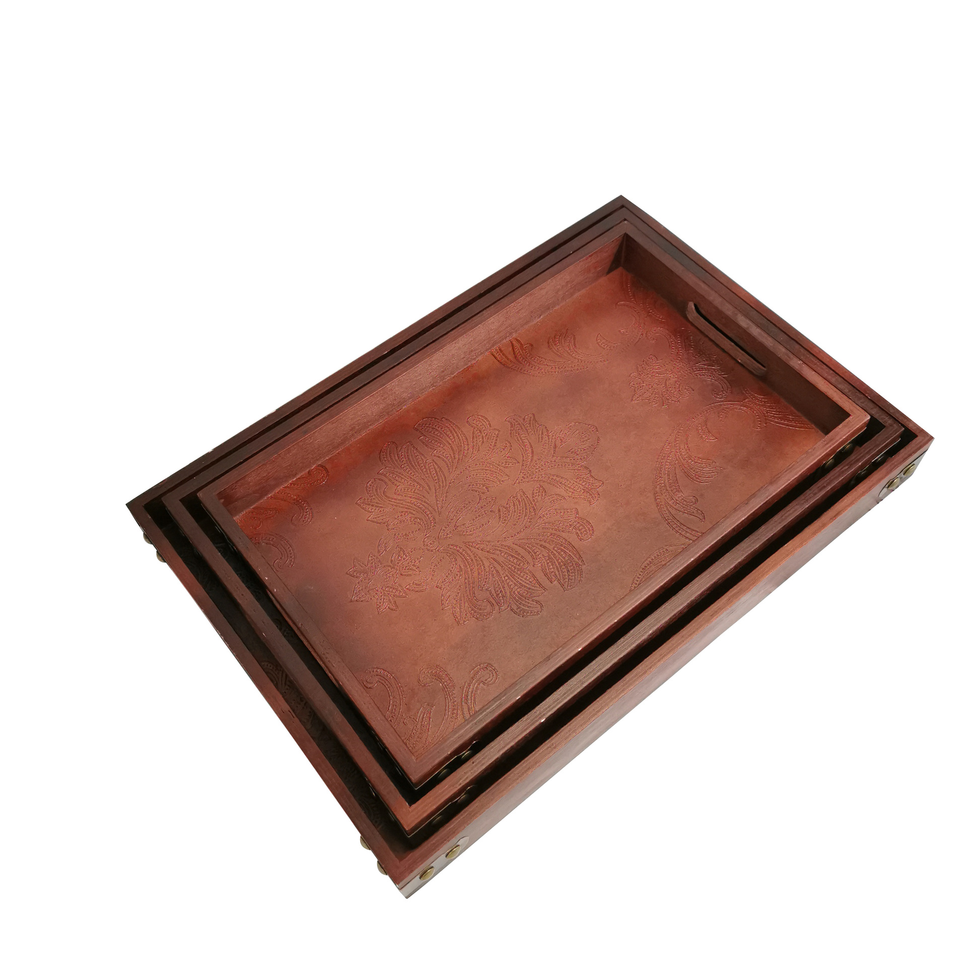 中式茶具托盘定做复古木质带手柄酒店餐厅托盘咖啡厅水果面包木盘