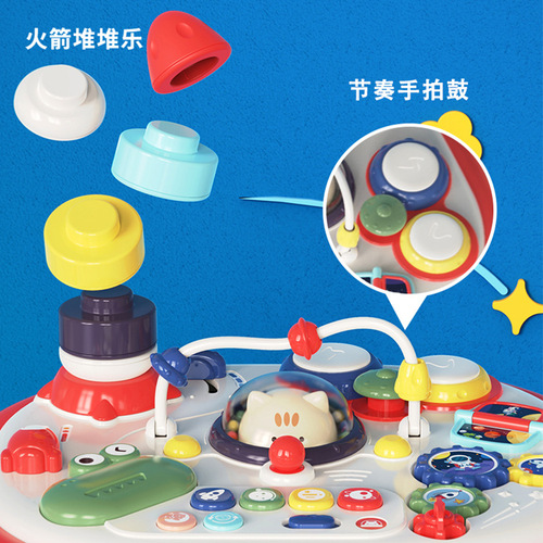 Huanger multifunctional educational children's game table 1 year old 3 baby toys early education learning table male and female baby building block table