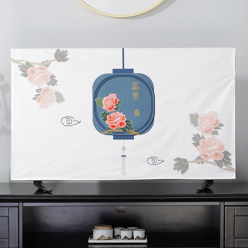中国风电视机防尘罩保护套55英寸65寸挂式罩子新中式液晶电视盖巾