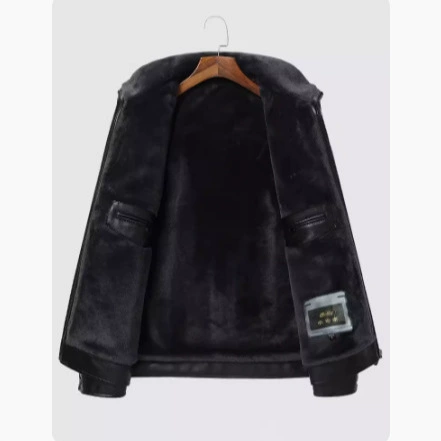 Short down jacket, genuine leather, slim fit