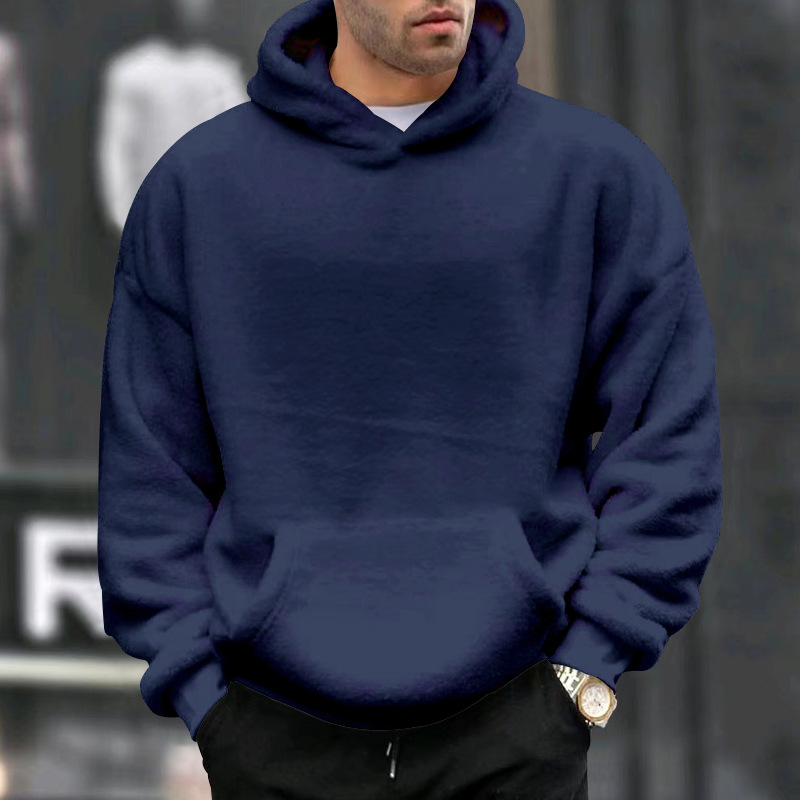 Herren Winter Kapuzenpullover Aus Flanell Mit Lammwolle Gefüttert_voghion.com
