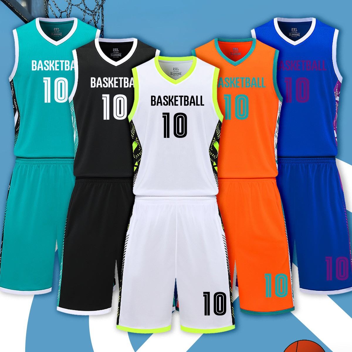 Basketball Uniform Suit College Student Team Game Jersey Printed with Number Breathable Sweat-Absorbent Basketball Vest Ready for Customization