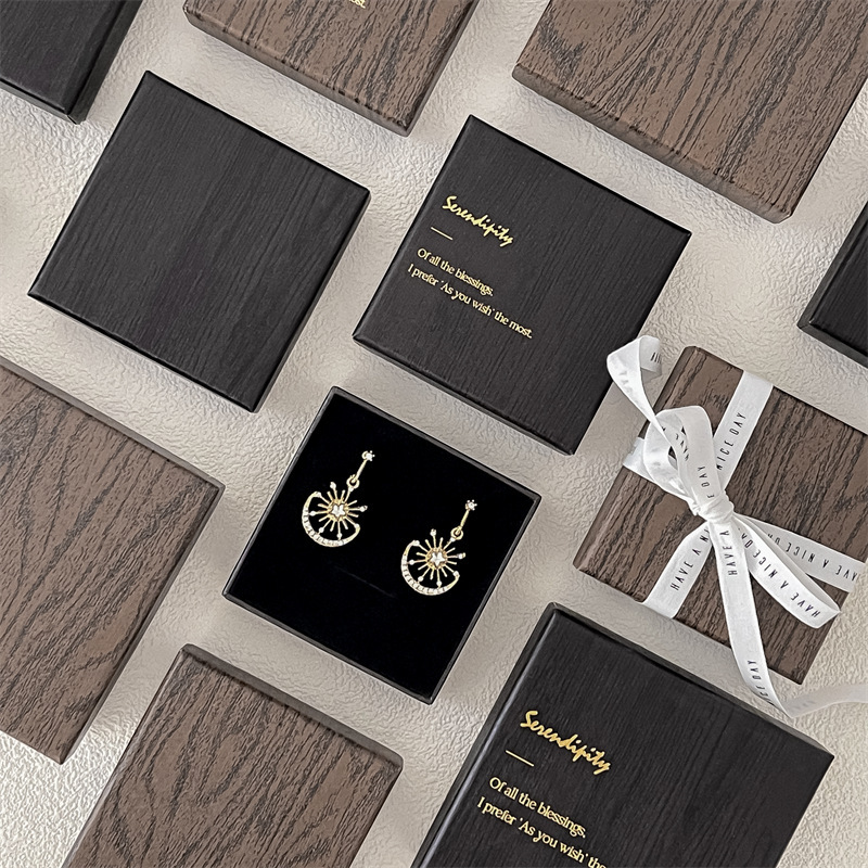 Wood Grain Retro Art Ins Japanese Style Niche Jewelry Wear Armor Packaging Box Earrings Necklace Bracelet Box