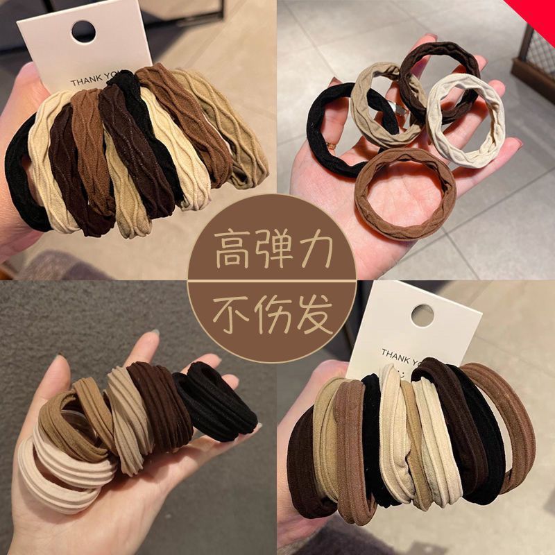 高弹力耐用皮筋高马尾加粗发绳10条|undefined