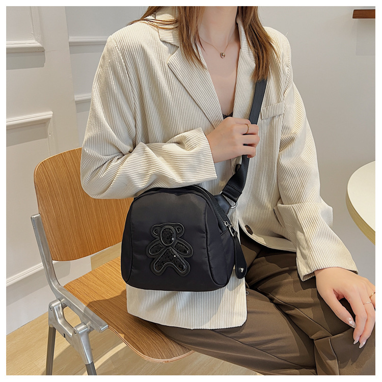 commuter leisure bear sequined Oxford cloth bag crossbody bag chest bag shell bag_voghion.com
