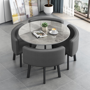 Simple Business Negotiation Table and Chair Combination Rest Area Dining Table Apartment Shop Slate Dining Table Small Round Table