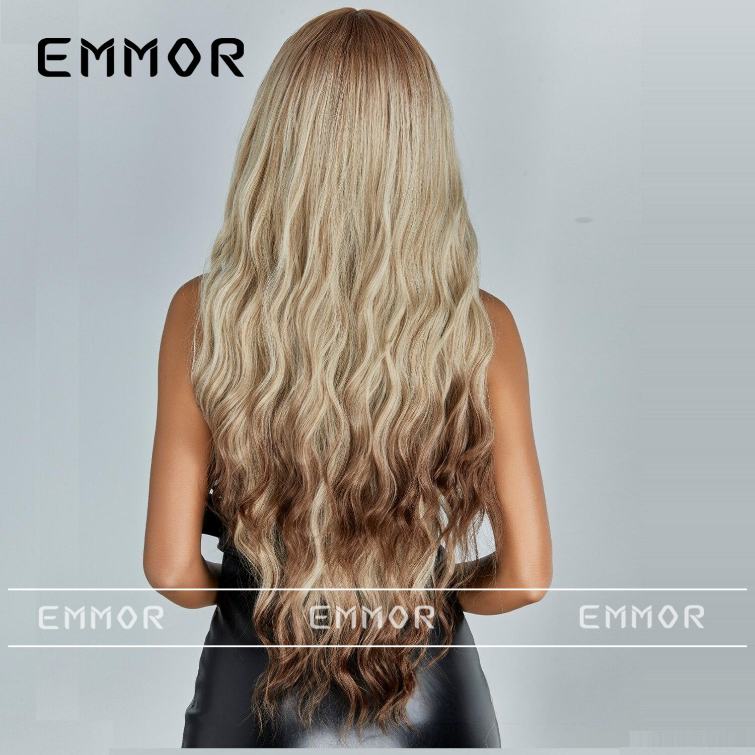 Net red fashion Europe and the United States style bangs big waves gradual blonde long curly hair natural fluffy wig full head cover