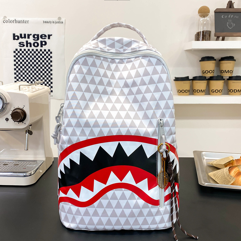 Mochila escolar de gran capacidad para mujeres nuevas estudiantes de alto valor, mochila de tiburón, mochila de viaje de nicho casual, personalidad image 9