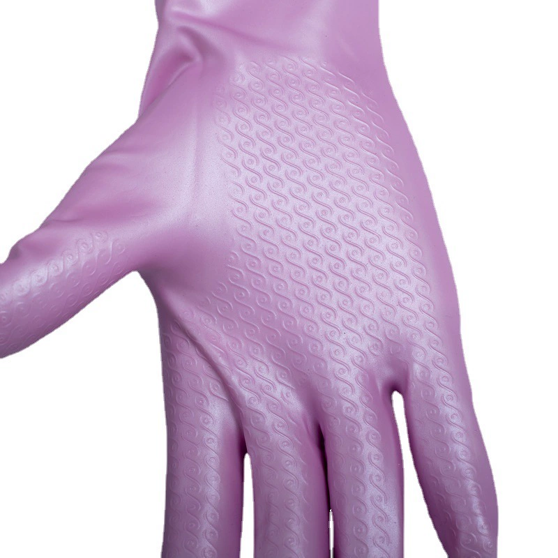Manufacturers supply non-slip flocking kitchen multi-functional dishwashing, washing clothes, washing vegetables, plastic rubber housework gloves