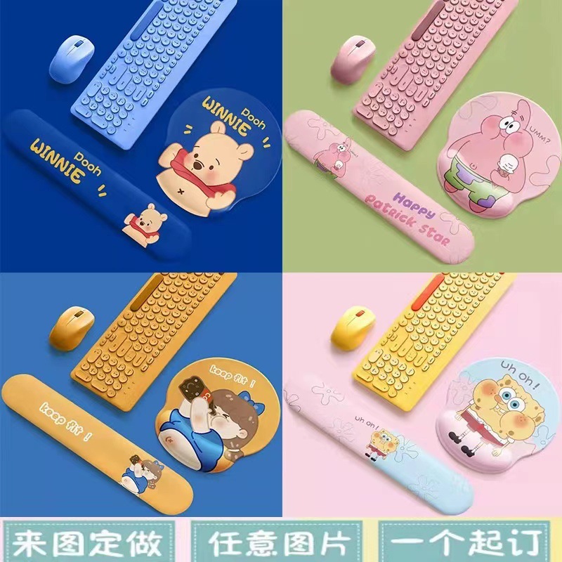 만화 마우스 패드 손목 마우스 패드 소녀 소프트 패드 귀여운 손목 패드 3D 실리콘 손목 패드 손 지원 세트