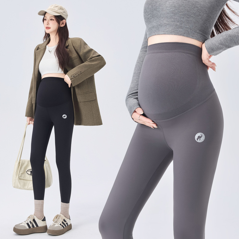 Maternity Sharkskin Leggings for Pregnant Women, Yoga Pants for Early and Late Pregnancy, Non-Binding, Fall and Winter Long Pants