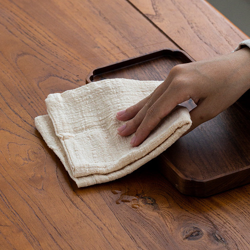 High-end Japanese-style cotton and linen absorbent thick tea towels Zen art tea tablecloth rag simple solid color tea mat large size teapot cloth