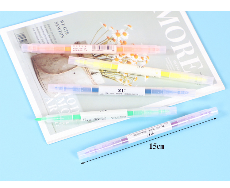 Fashion Candy Color Double-headed Fluorescent Pen Stationery 1 Piece display picture 1