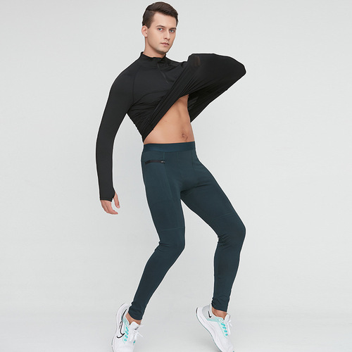 Spring and Autumn Men's High Collar Sports Fitness Wear Basketball Running Jacket Cross-border High Elastic Half-Zip Fitness Wear Long Sleeve