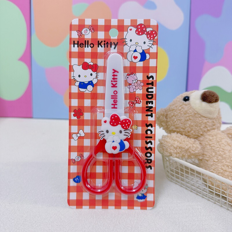跨境HelloKitty可爱剪刀卡通儿童带保护套KT猫剪子安全剪纸小学生|undefined