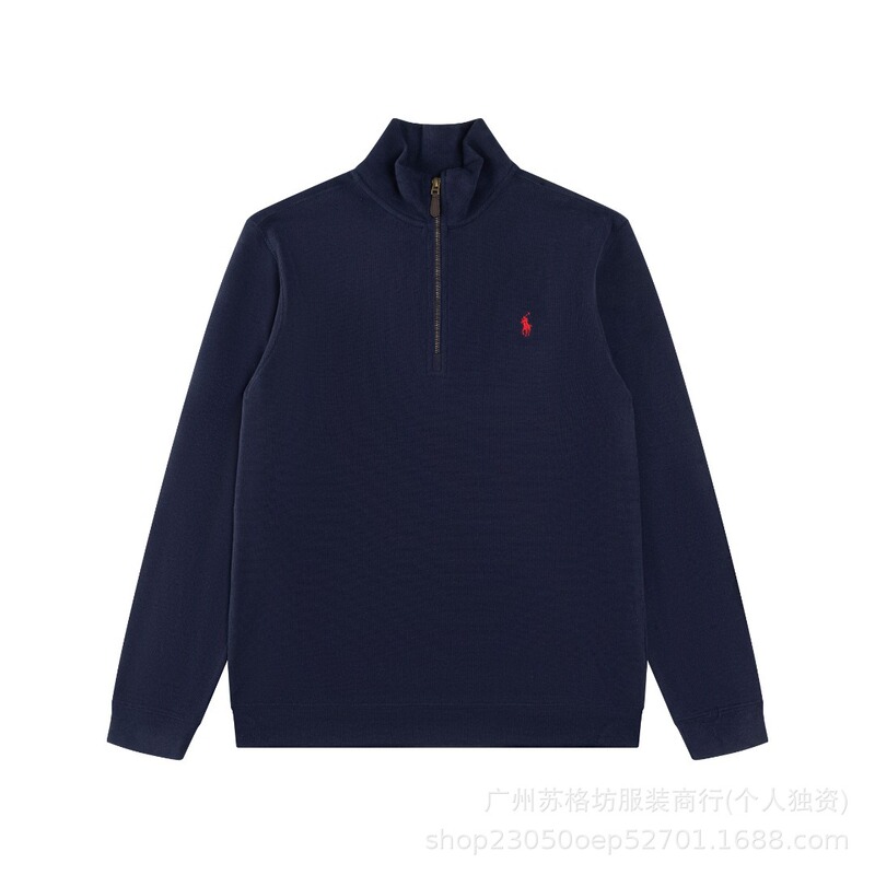 【高品质】可扫码~RL拉夫刺绣小马标半拉链高领长袖针织卫衣男女|undefined