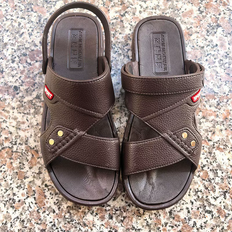 男士凉鞋潮款透气沙滩鞋厚实耐穿休闲舒适外穿防滑塑料拖鞋凉拖