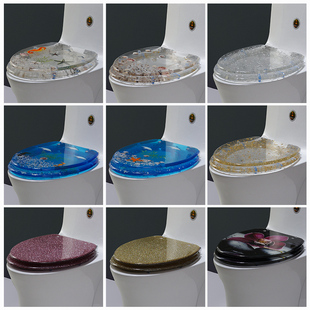 Resin Toilet Seat V-Shaped Special Old-Fashioned Toilet Seat Accessories Slow-Down Quick-Release Colorful Silent Toilet Seat Thickeneded