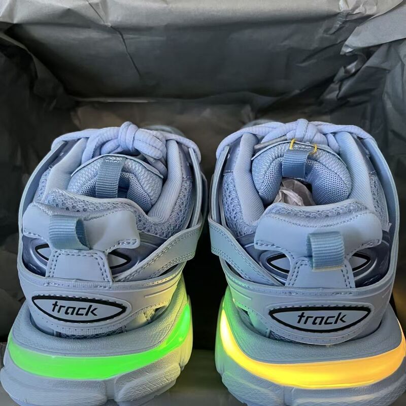 Paris Third Generation Track3.0 Led Light Shoes for Men and Women, Retro Dad Shoes, Trendy Casual Couple Shoes, Height-Increasing Sneakers
