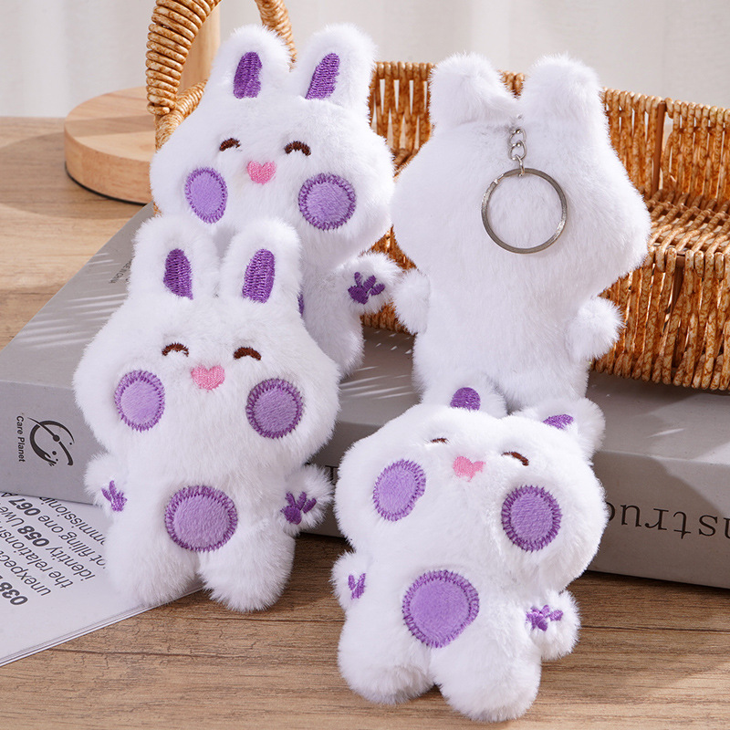 Cartoon Rabbit Pendant Keychain Doodle Rabbit Plush Doll Keychain Female Cute Backpack Pendant Doll