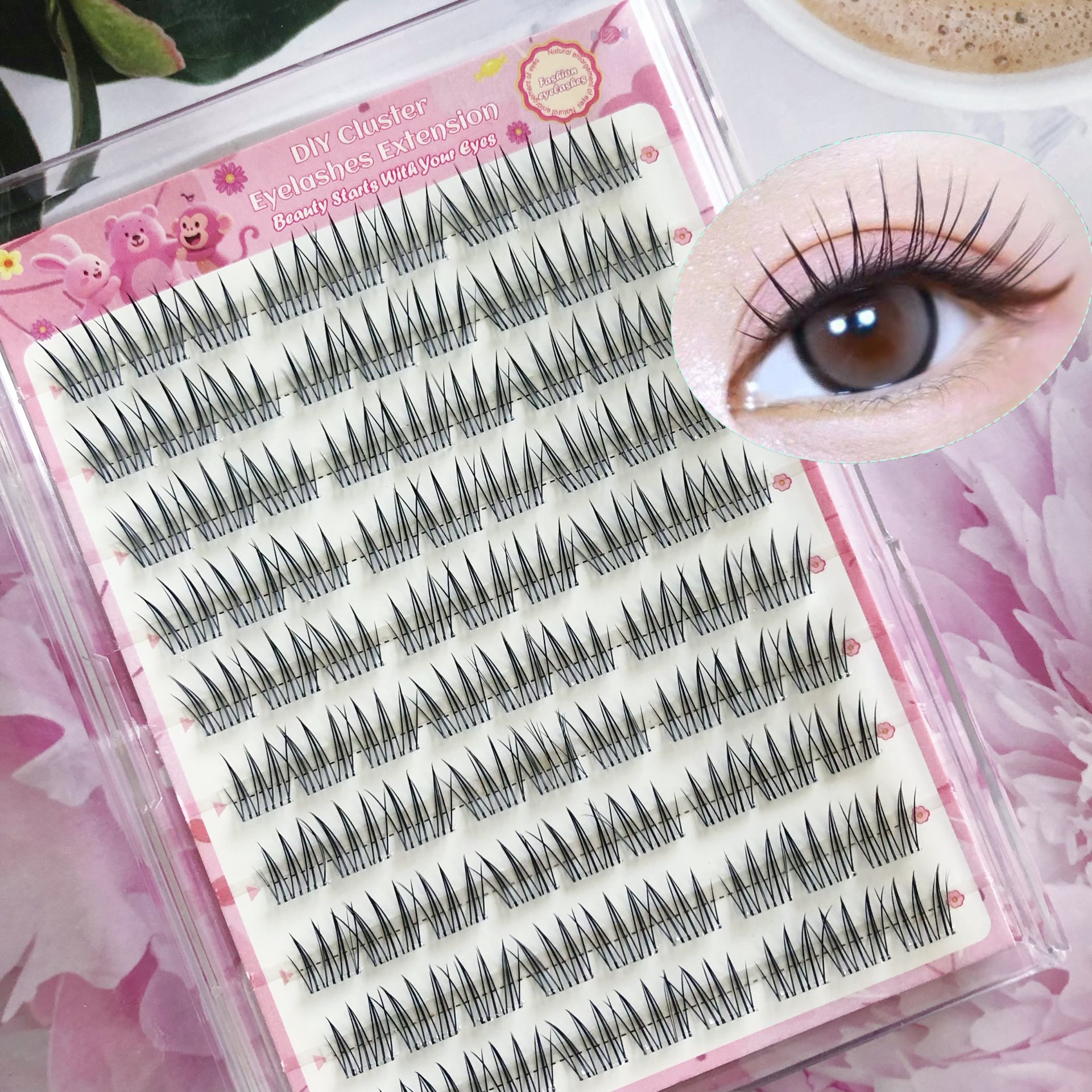 Conjuntos de pestañas falsas transfronterizas de gran capacidad sin terrier, pestañas falsas de grupo de mujeres con todo tipo de maquillaje para la foto.