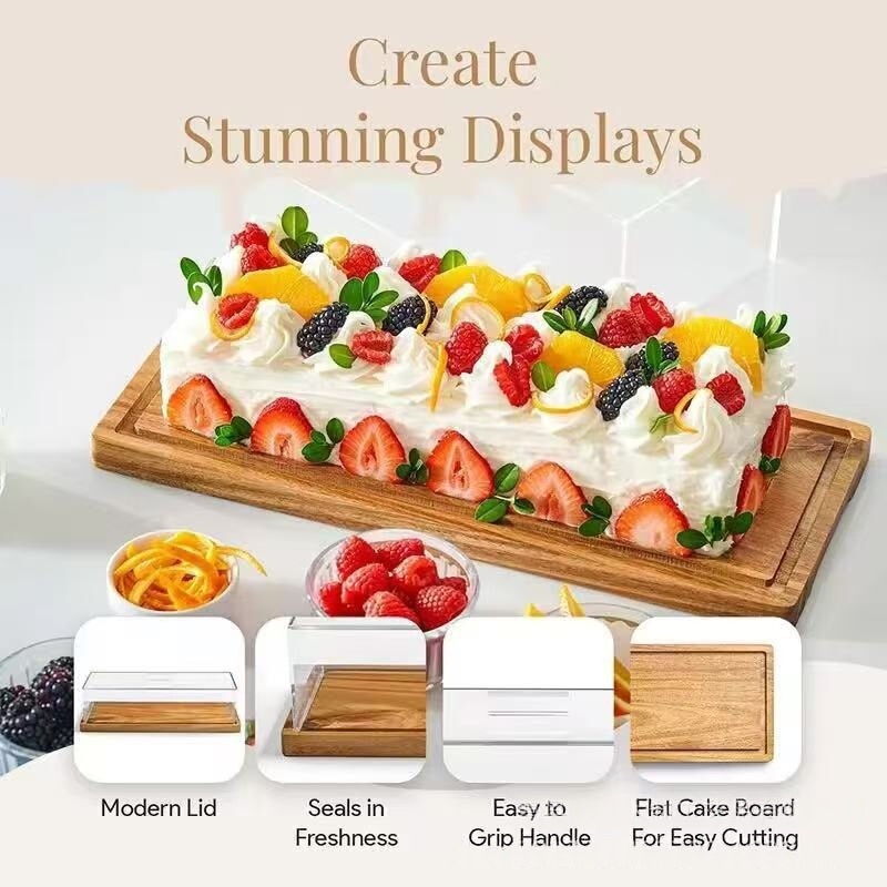 Wooden Cake Tray Transparent Acrylic Cover Bread Snack Tray Wedding Decoration Cake Dessert Table Wooden Cake Tray Transparent Acrylic Cover Bread Snack Tray Wedding Decoration Cake Dessert Table