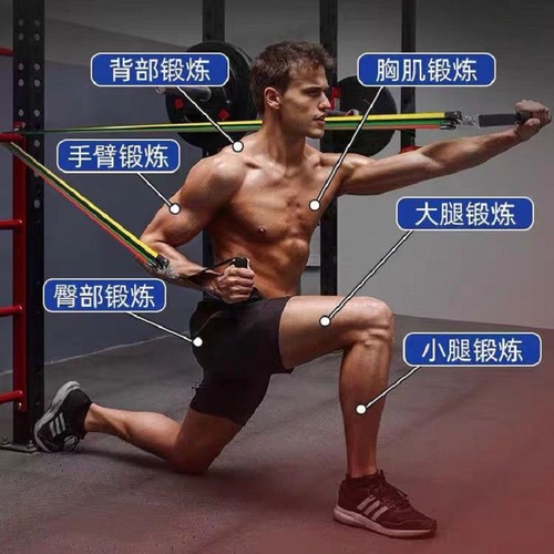 Strength training elastic band, chest expansion resistance band, adjustable multi-functional tensioner, 11-piece set of tension ropes