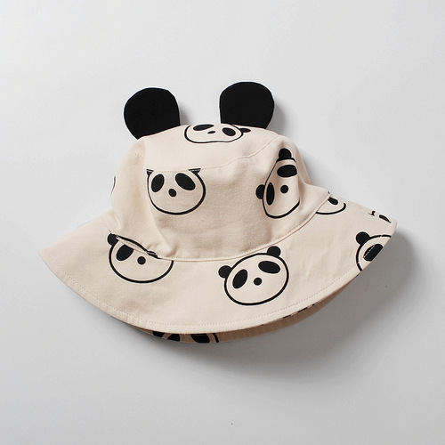 moinmlon Korean style cute panda style hat baby cotton breathable sun protection sun hat baby sunshade fisherman hat