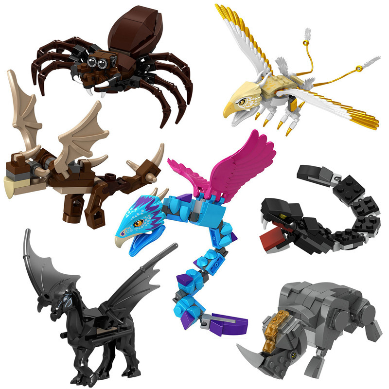 Cross-border wholesale L155 L156 L158 L159 XP326 Thunderbird snake rhinoceros dog building blocks small particle toys