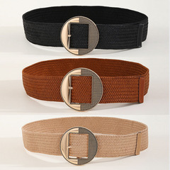 歐美跨境批發高級感女士腰帶百搭新款編結腰封裝飾襯衫連衣裙褲帶